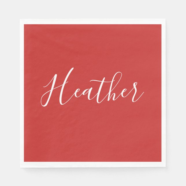 Guardanapo De Papel Seu Script Branco Personalizado em Vermelho (Frente)