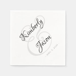 Guardanapo De Papel Seus Nomes, Letra De Script, Vs 2 Casamento