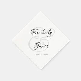 Guardanapo De Papel Seus Nomes, Letra De Script, Vs 2 Casamento