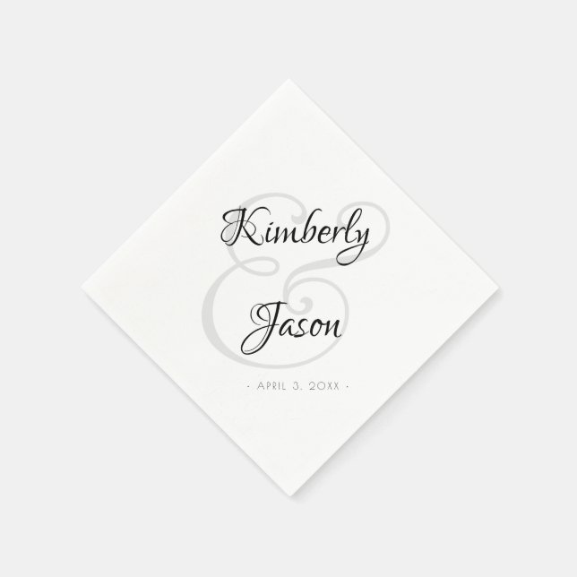 Guardanapo De Papel Seus Nomes, Letra De Script, Vs 2 Casamento (Canto)