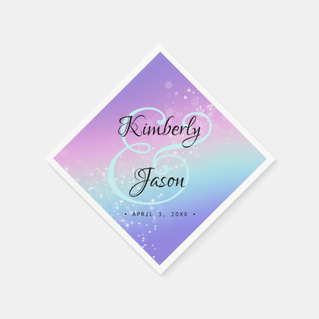 Guardanapo De Papel Seus Nomes, Letra Script De Casamento De Star Boke (Canto)