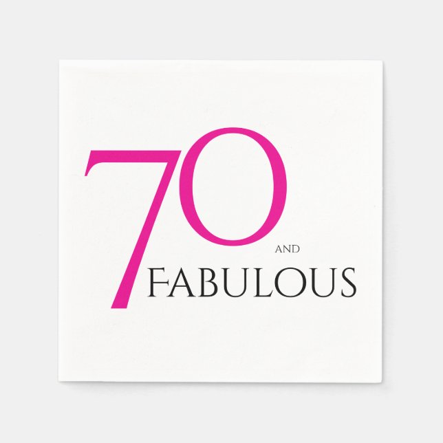 Guardanapo De Papel Seventy and Fabulous Minimal Pink 70th Birthday (Frente)
