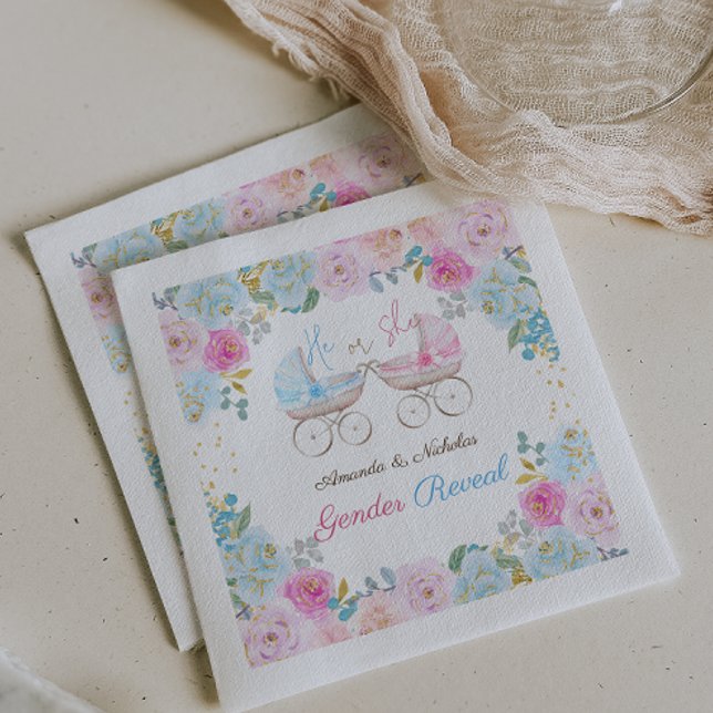 Guardanapo De Papel Sexo Rosa e Azul Revelam Decoração (Criador carregado)