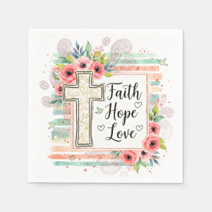 Guardanapo De Papel Shabby Chic floral Fé Esperança Amor