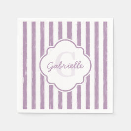Guardanapo De Papel Shabby Purple Stripes Monograma e Nome