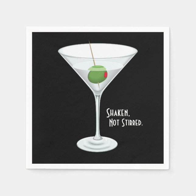 Guardanapo De Papel Shaken Not Stirred Vodka Martini Cocktail Beber (Frente)