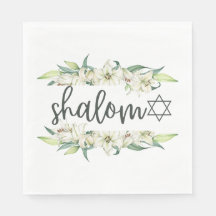 Shalom (com lírios e estrela de David)