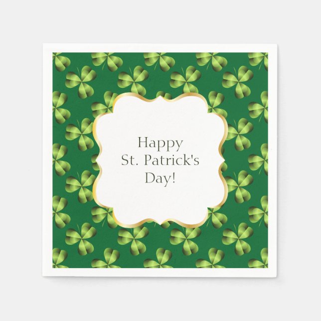 Guardanapo De Papel Shamrock Three Leaf Clover Graphic (Frente)