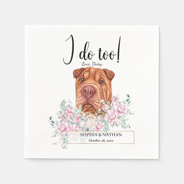 Guardanapo De Papel Shar Pei Cachorro Casamento Cocktail Napkins (Frente)