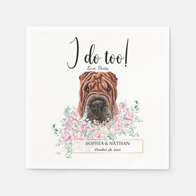 Guardanapo De Papel Shar Pei Cachorro Casamento Cocktail Napkins (Frente)