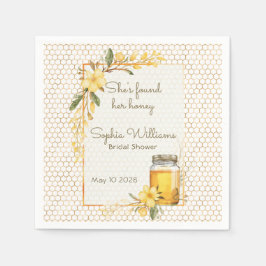 Guardanapo De Papel She Found Her Honey Yellow Floral Bridal Shower