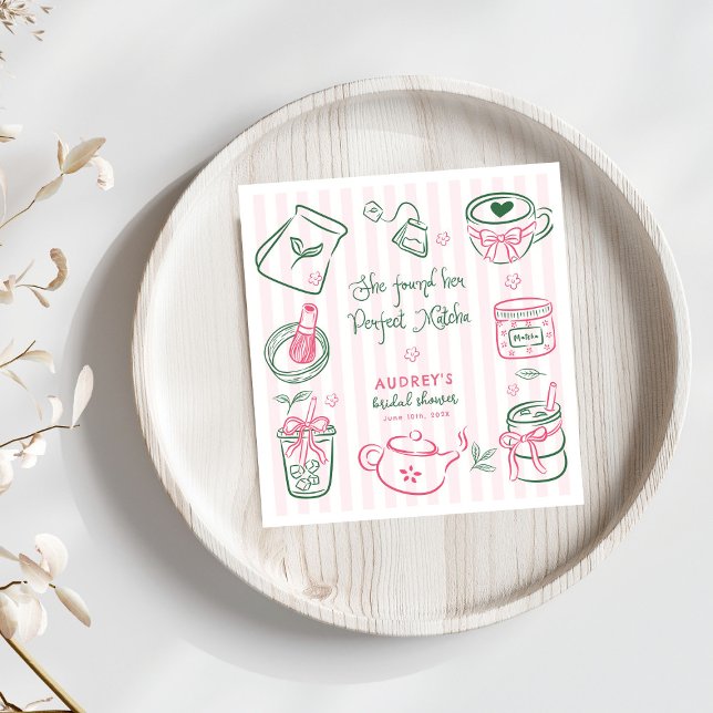 Guardanapo De Papel She Found Her Perfect Matcha Pink Bridal Shower (Criador carregado)