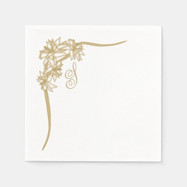 Guardanapo De Papel Sheer Poinsettia Lace Monograma (Frente)