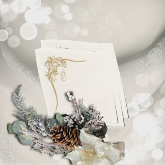 Guardanapo De Papel Sheer Poinsettia Lace Monograma