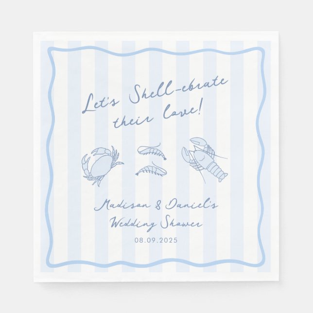 Guardanapo De Papel Shell-ebrate Their Love Seafood Wedding Shower (Frente)