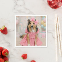 Sheltie de vestido rosa
