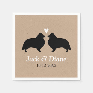 Guardanapo De Papel Shelties Casal de Noivos com Texto Personalizado