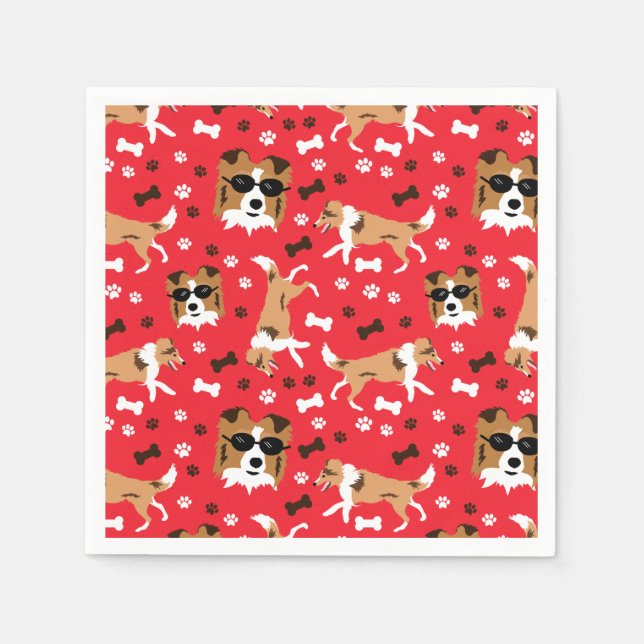Guardanapo De Papel Shelties Shetland Sheepdog Collie Dog Pattern (Frente)
