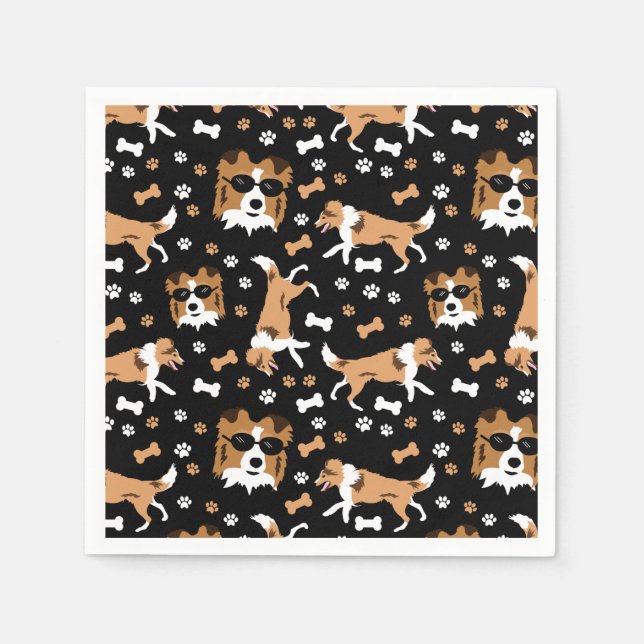 Guardanapo De Papel Shelties Shetland Sheepdog Collie Dog Pattern Napk (Frente)