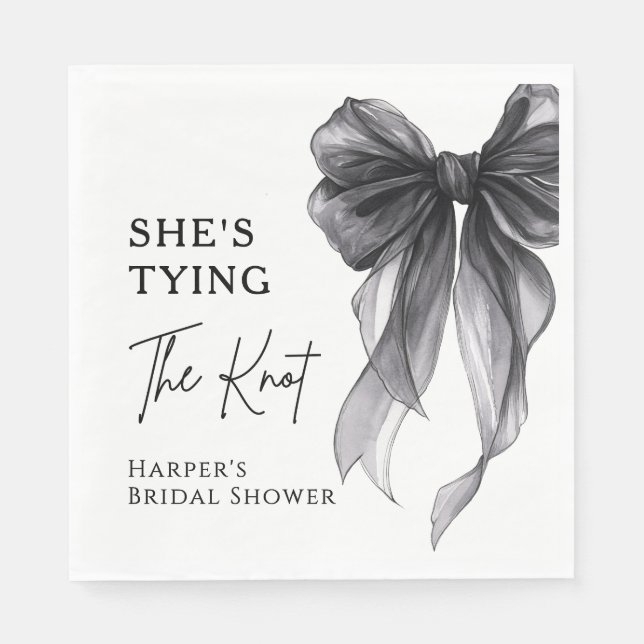 Guardanapo De Papel She's Tying The Knot Black Bow Bridal Shower (Frente)