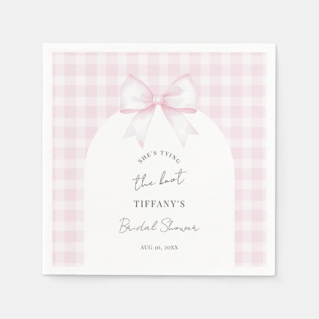 Guardanapo De Papel She's Tying The Knot Elegant Bow Bridal Shower (Frente)