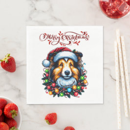 Guardanapo De Papel Shetland Sheepdog Cachorro Natal Xmas