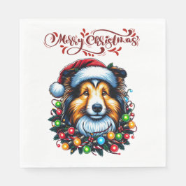 Guardanapo De Papel Shetland Sheepdog Cachorro Natal Xmas
