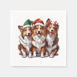 Guardanapo De Papel Shetland Sheepdog do Natal