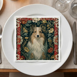 Guardanapo De Papel Shetland Sheepdog Sheltie Cottagecore Vintage