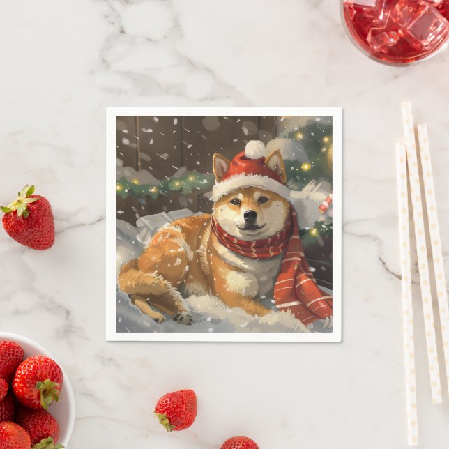 Guardanapo De Papel Shiba Inu Cão Festivo (Insitu)