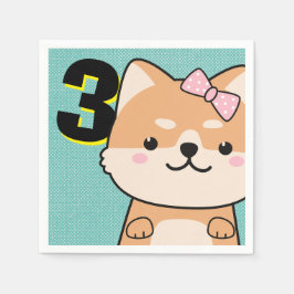 Guardanapo De Papel Shiba Inu Puppy Yuki, um aniversário de 3 anos