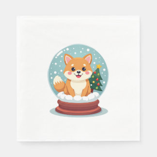 Guardanapo De Papel Shiba Snow Globe