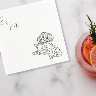 Guardanapo De Papel Shih Tzu desenhando com um cocktail de martini Nap