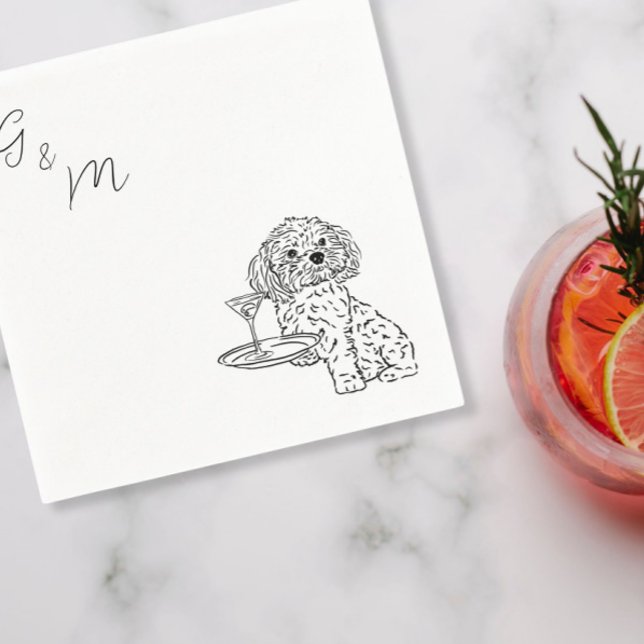 Guardanapo De Papel Shih Tzu desenhando com um cocktail de martini Nap (Criador carregado)