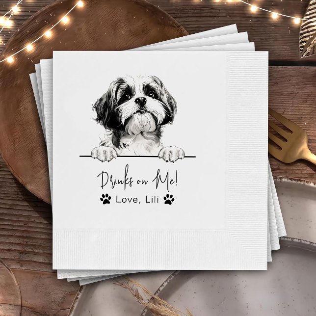 Guardanapo De Papel Shih Tzu Dog Bebidas Personalizadas Em Mim (Criador carregado)