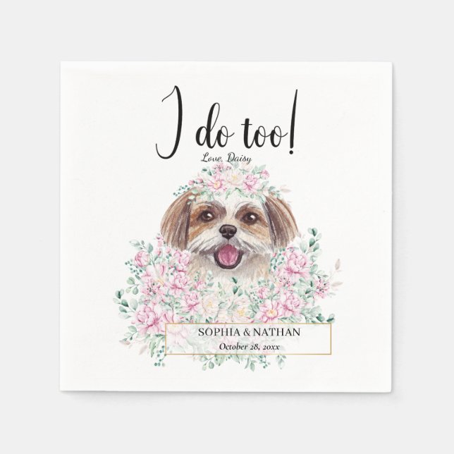 Guardanapo De Papel Shih Tzu Dog Casamento Cocktail Napkins (Frente)