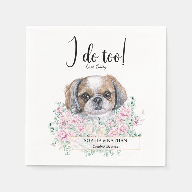 Guardanapo De Papel Shih Tzu Dog Casamento Cocktail Napkins (Frente)