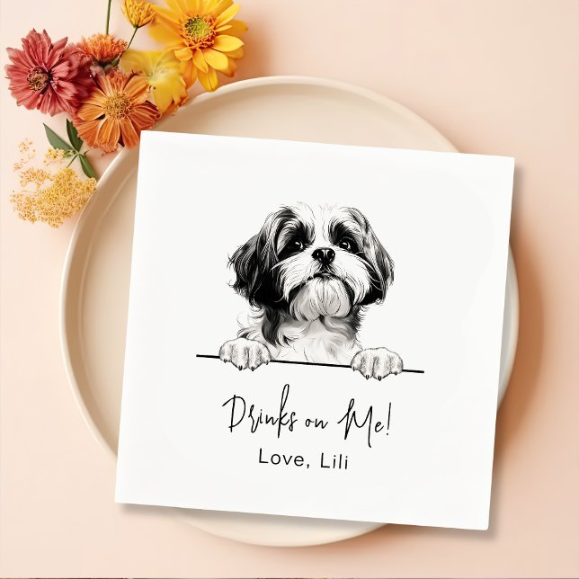 Guardanapo De Papel Shih Tzu Dog Tome Bebidas Personalizadas (Criador carregado)