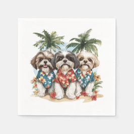 Guardanapo De Papel Shih Tzu Dogs Vestindo camisas havaianas