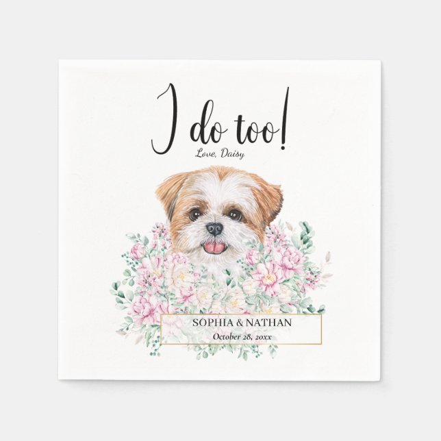 Guardanapo De Papel Shih Tzu Puppy Dog Casamento Cocktail Napkins (Frente)