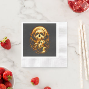 Guardanapo De Papel Shih Tzu Uivando para a Lua Cachorro Engraçado