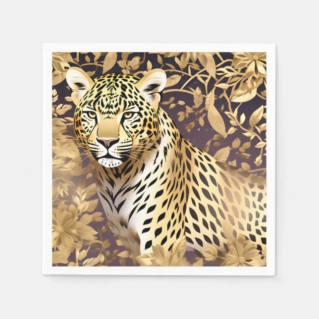 Guardanapo De Papel Shimmering Dourado Leopardo (Frente)