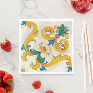 Guardanapo De Papel Siciliana Majolica - Padrão Colorido do Azulejo Na