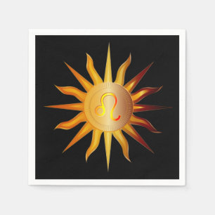 Guardanapo De Papel Signo Solar de Leão Mês de Nascimento Vermelho & D