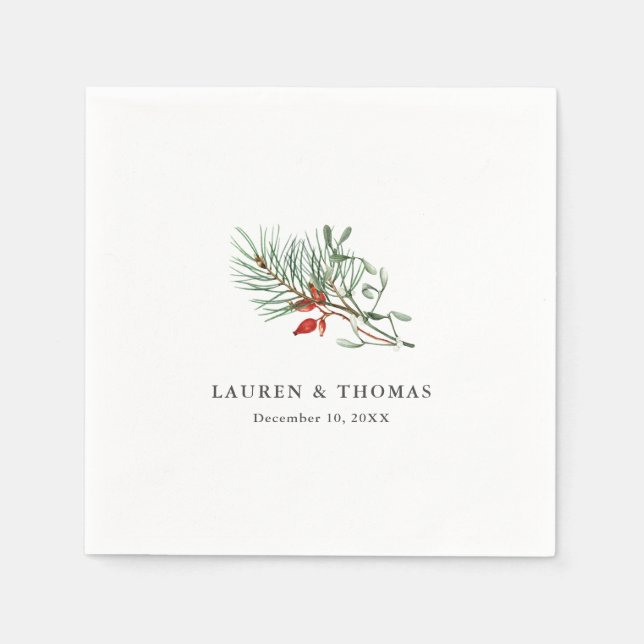 Guardanapo De Papel Silêncio Botânico de inverno e Berries (Frente)