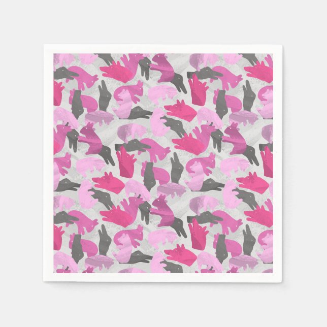 Guardanapo De Papel Silhouette Animal Camouflage - Rosa (Frente)