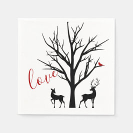 Guardanapo De Papel Silhouette Deer Casal no Amor Inverno