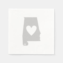 Guardanapo De Papel Silhouette do estado do Heart Alabama