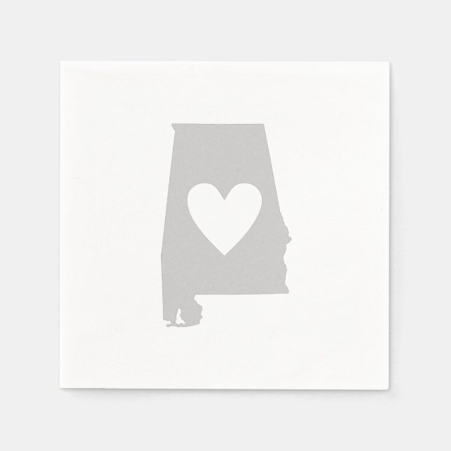 Guardanapo De Papel Silhouette do estado do Heart Alabama (Frente)