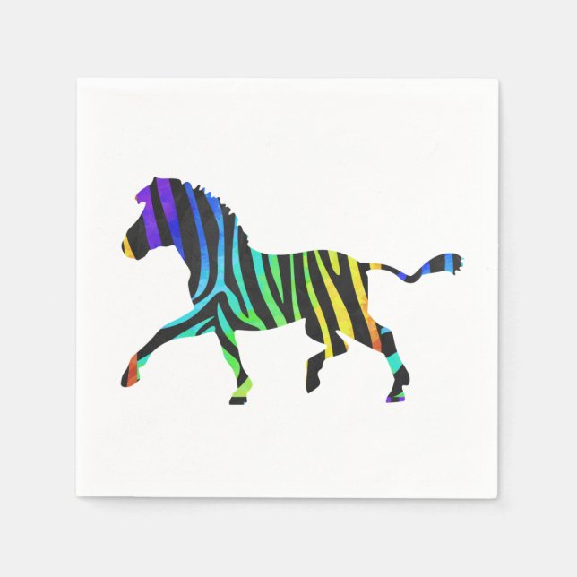 Guardanapo De Papel Silhouette Zebra Black e Rainbow (Frente)